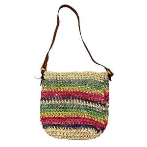 Rainbow Woven Straw Unbranded Crossbody Square Bag